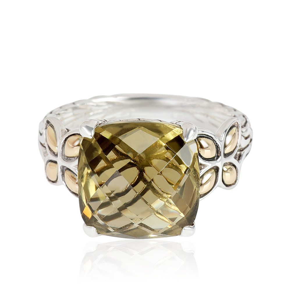 John Hardy Batu Kawung Smokey Topaz Ring in 18k Yellow Gold/Sterling Silver